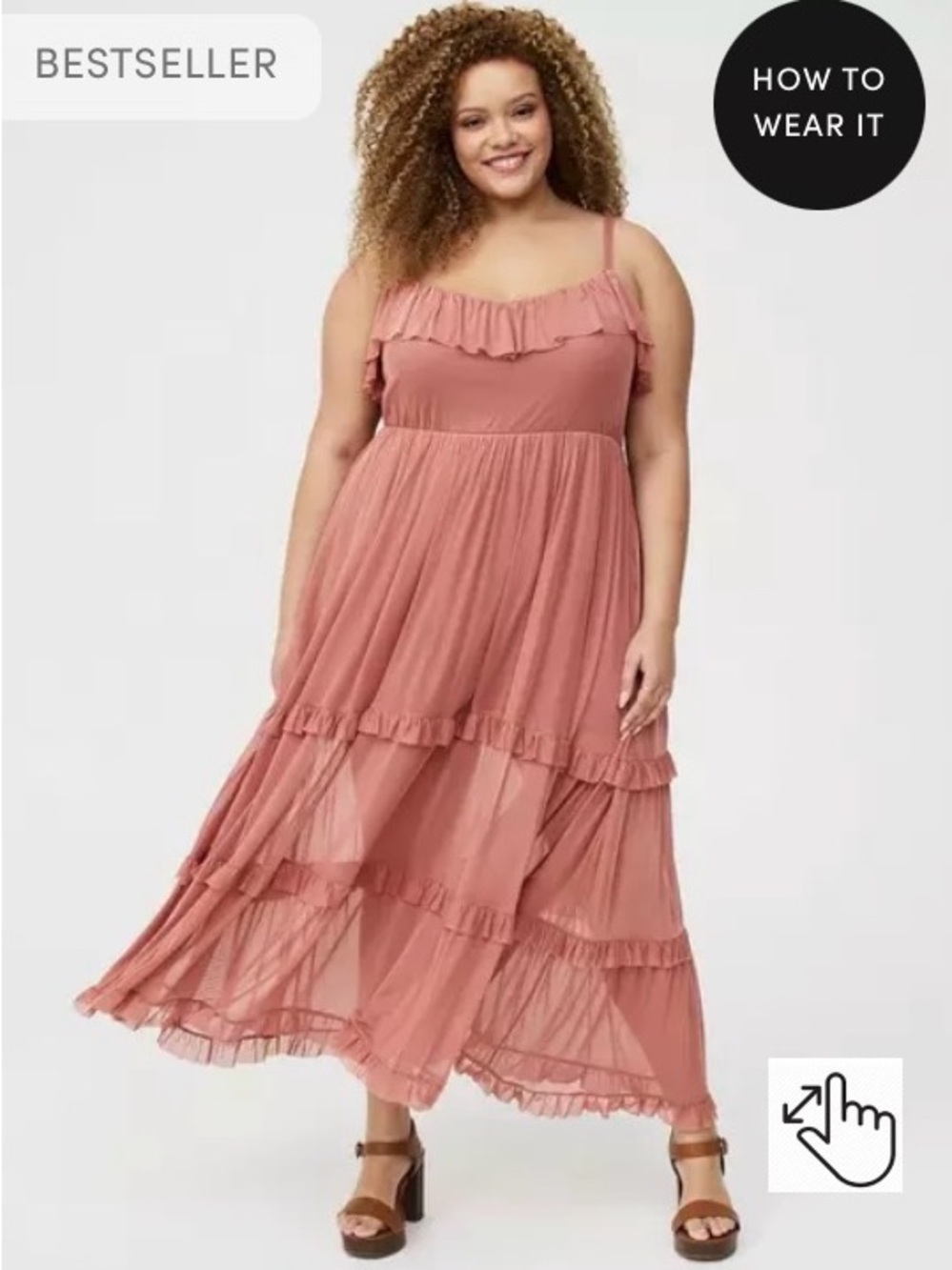 NWT Torrid Mesh V-Neck Tiered Maxi Dress